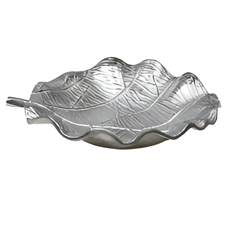 Low Price Golden Aluminium Decorative Tray Leaf Platter Serving Tray for Fruits Candles Tableware Items Showpiece Holder