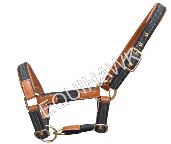 Оптовая продажа от производителя кожаная лямка через шею для лошадей с PMC-дизайном латунный фитинг/анатомическая