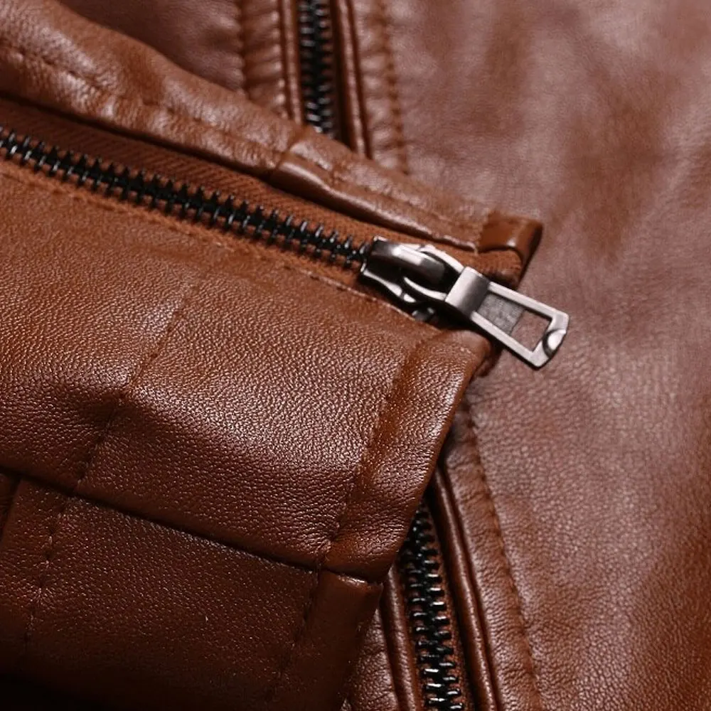 High Quality Customized Logo Leather Jacket Fashion Clothing Windproof Leather Jacket For Men