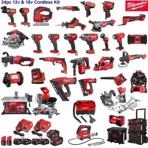 Ready To Ship NEW 2024 Original Milwaukees 2695-34 / 2896-26 M18 FUEL 18V Cordless Power Lithium-Ion 15-Tool Combo Kit