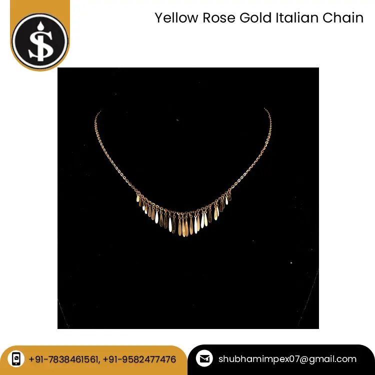 2024 New Arrival Beautiful Fine Jewelry Top Quality Hot Selling 18kt Yellow Rose Gold Italian Chain From Indian Exporter