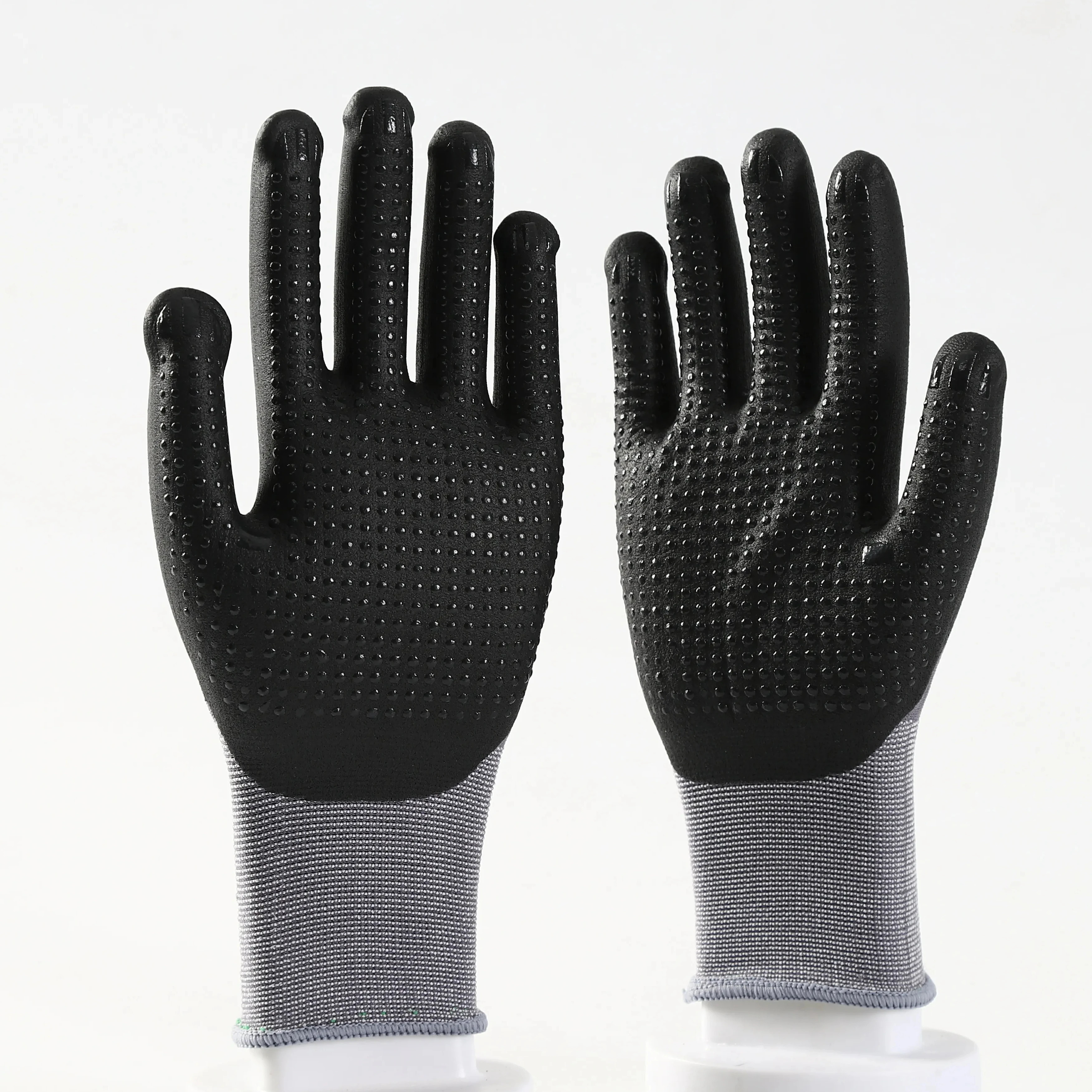 Excellent Performance Anti-slip Frosted Nitrile Coating on Palm Work Glove Safety Sandy Nitrile Dots on Palm