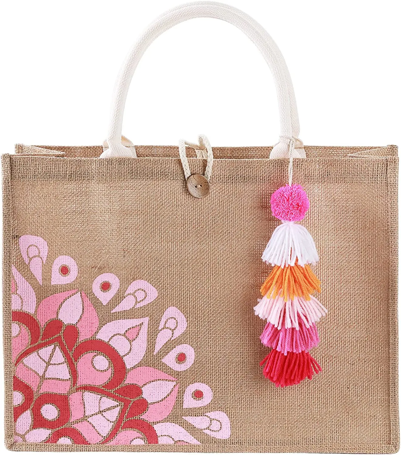 Jute Reusable Grocery Shopping Bag Jute Tote Bags Aesthetic for School, College, Travel, Beach OEM Made In Vietnam