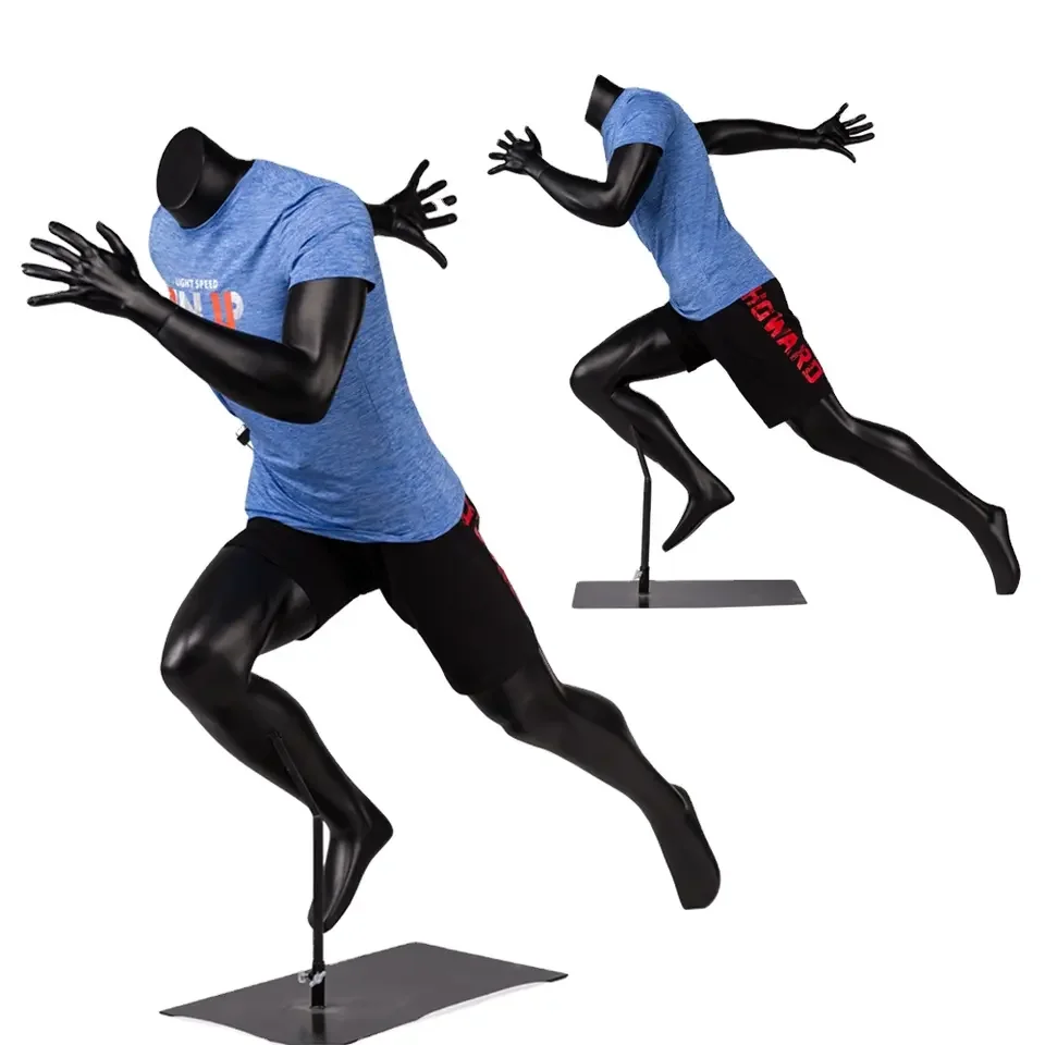 Factory Price Male Muscle Sports Mannequin Matte Black Fiberglass Full Body Mannequin