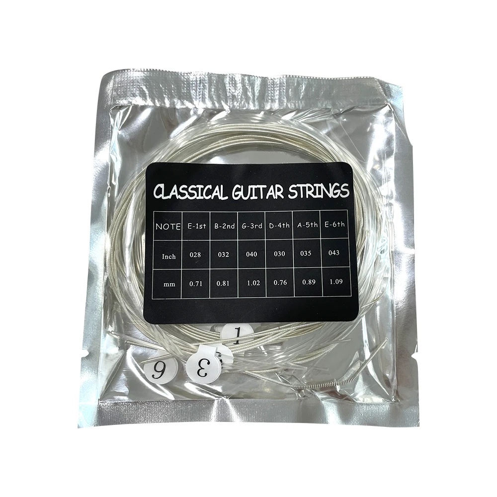 Classical Guitar Strings full sets Clear Nylon for E-1st B-2nd G-3rd and Nylon Core Colorful Coated Copper Alloy Wound for D-4