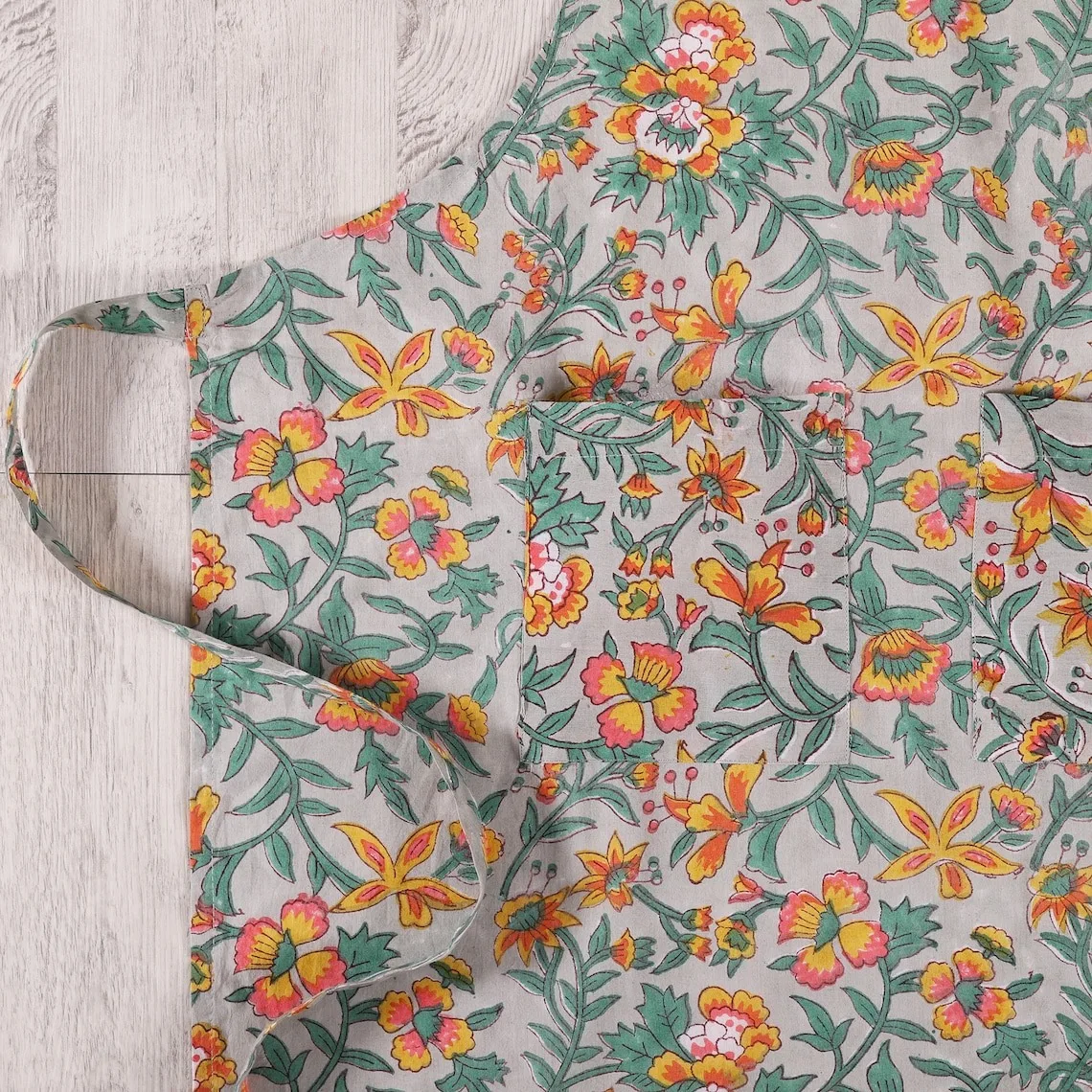 Best Selling Harvest Apron Kitchen Organic Cotton Fabric Block Printed Plain Dyed  kitchen Accessories