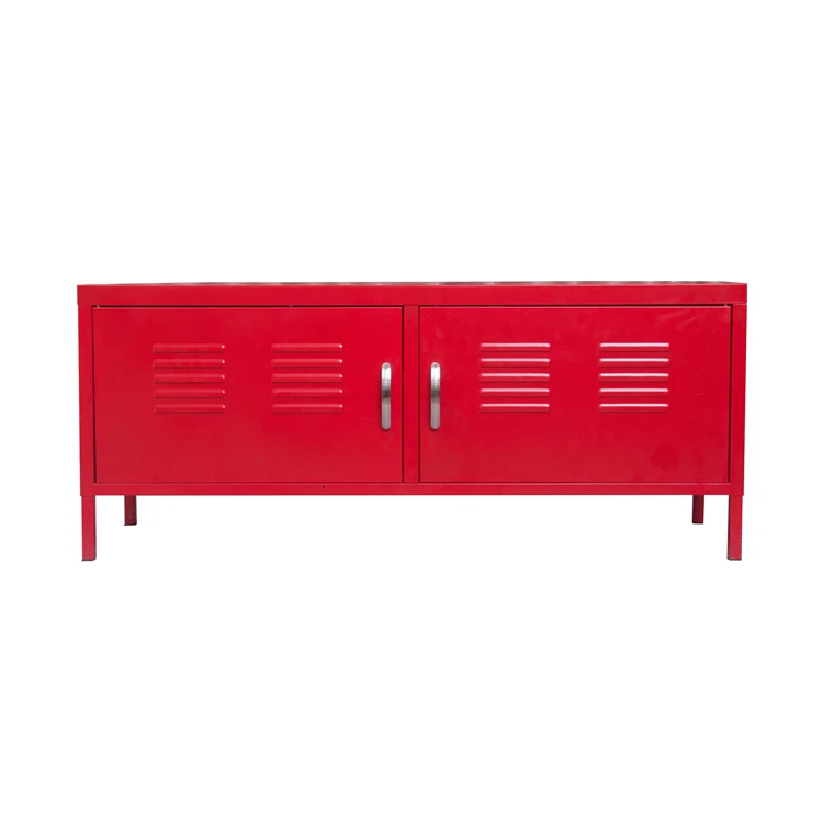 Home Furniture Red Metal TV Stand Modern Steel Living Room Cabinet