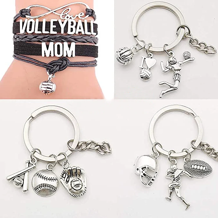 Custom 3D Stainless Steel Sports Necklace Diy Volleyball Bracelets Jewelry Accessories
