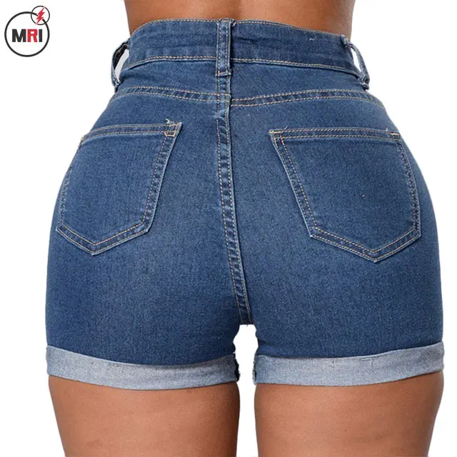 Fashion Comfortable Vintage Grey Denim Women High Waist Denim Shorts Jeans