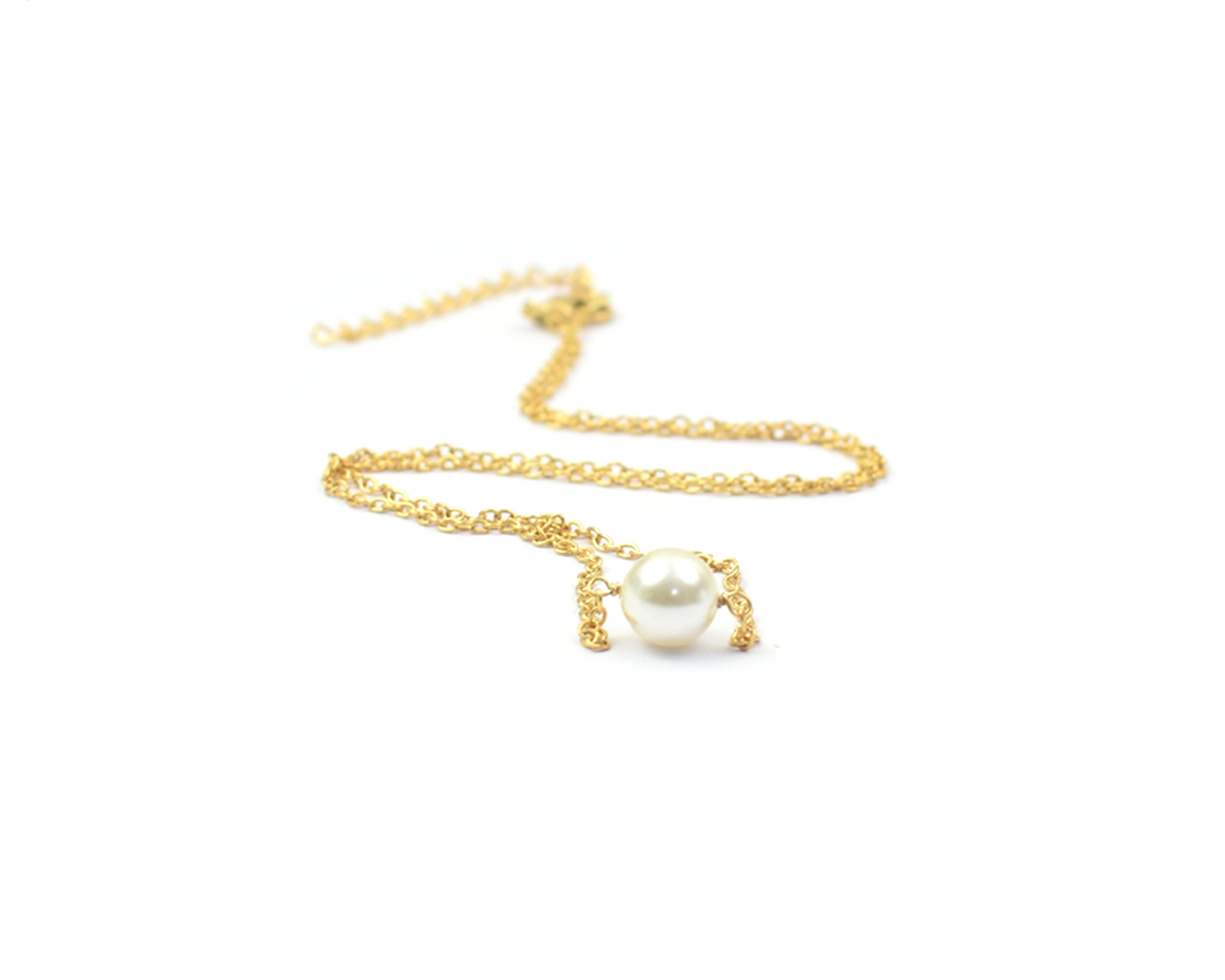 18K Gold Filled Pearl Round Shape Handmade Adjustable Fashionable Design Gift For Her Chain Necklace