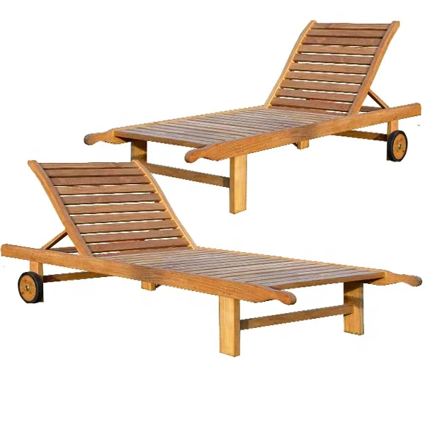 BEACH AND SWIMMING POOL HOTEL FURNITURE OUTDOOR FURNITURE TEAK WOODEN  SUN LOUNGERS