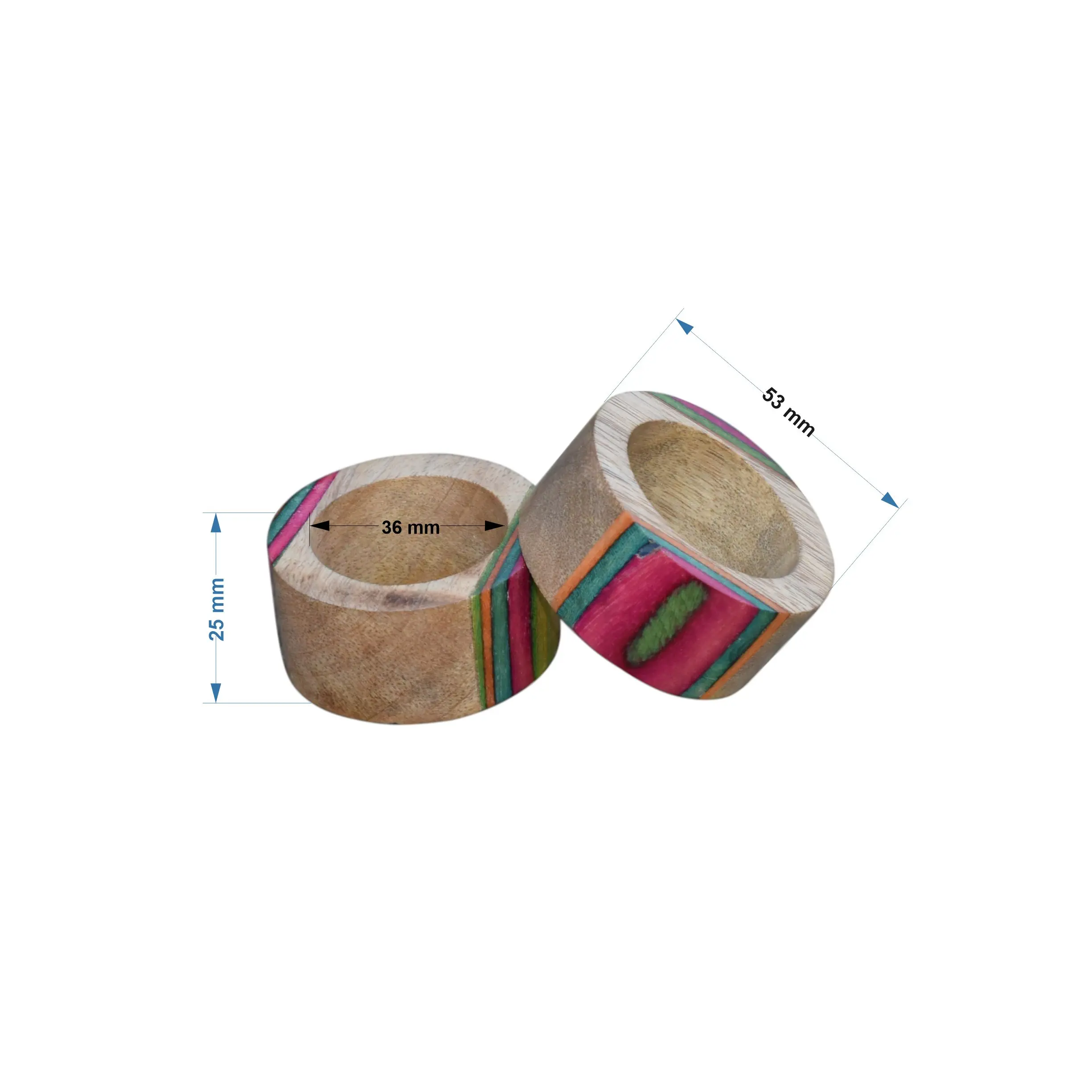 Handcrafted Multicolored Wooden Napkin Rings Party Decoration for Dinner Table Wedding Everyday Napkin Holder