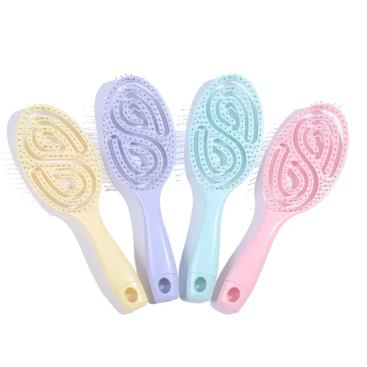 Customized Logo Candy - Colored Cutout Hair Straightener Comb Home Head Massage Hair Brush Spareribs Hollow Large Curved Comb