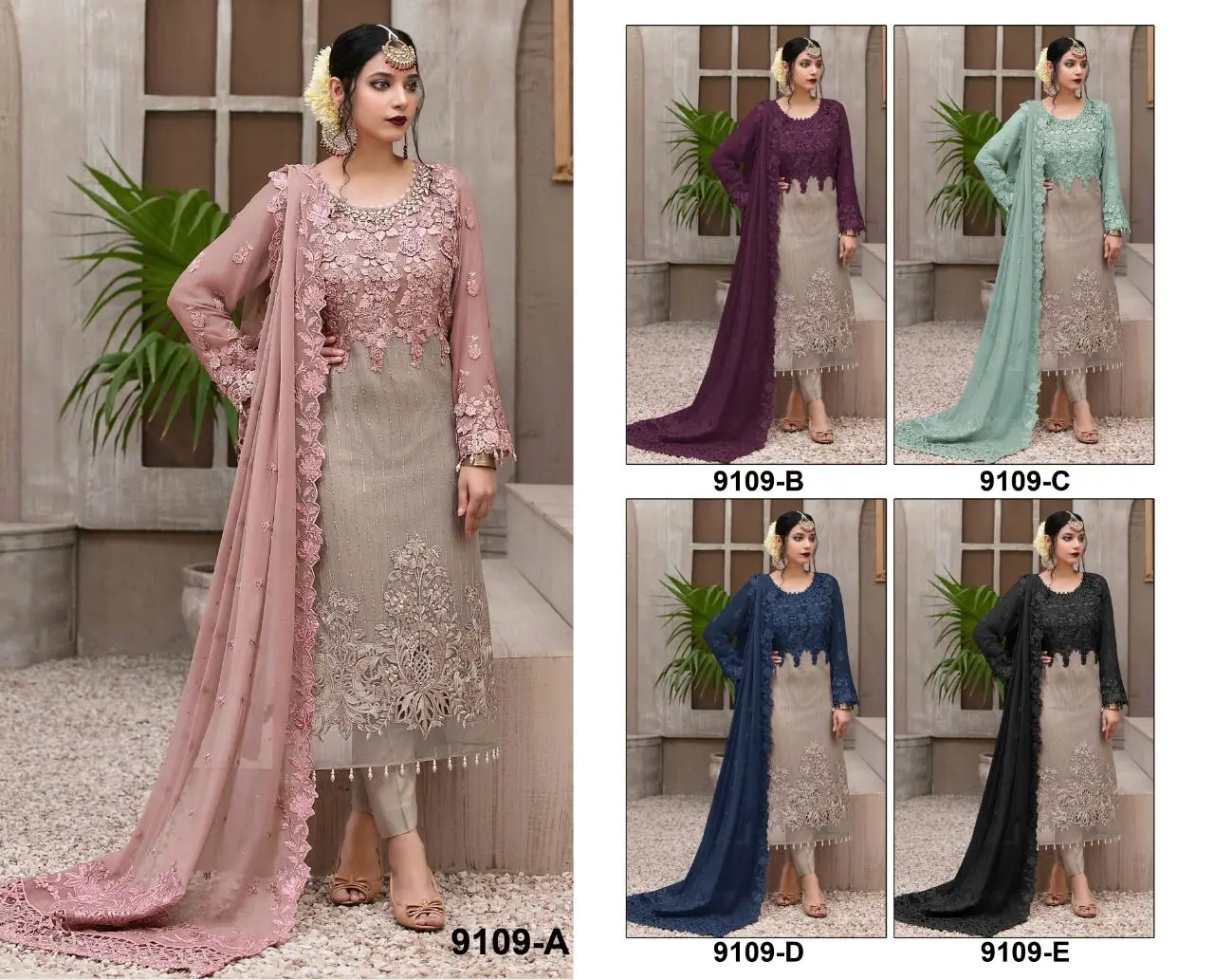Indian Pakistani Georgette Embroidery Work Fancy Salwar Kameez Suit For Women Wedding Collection Of Saree Long Gown Dress Saree