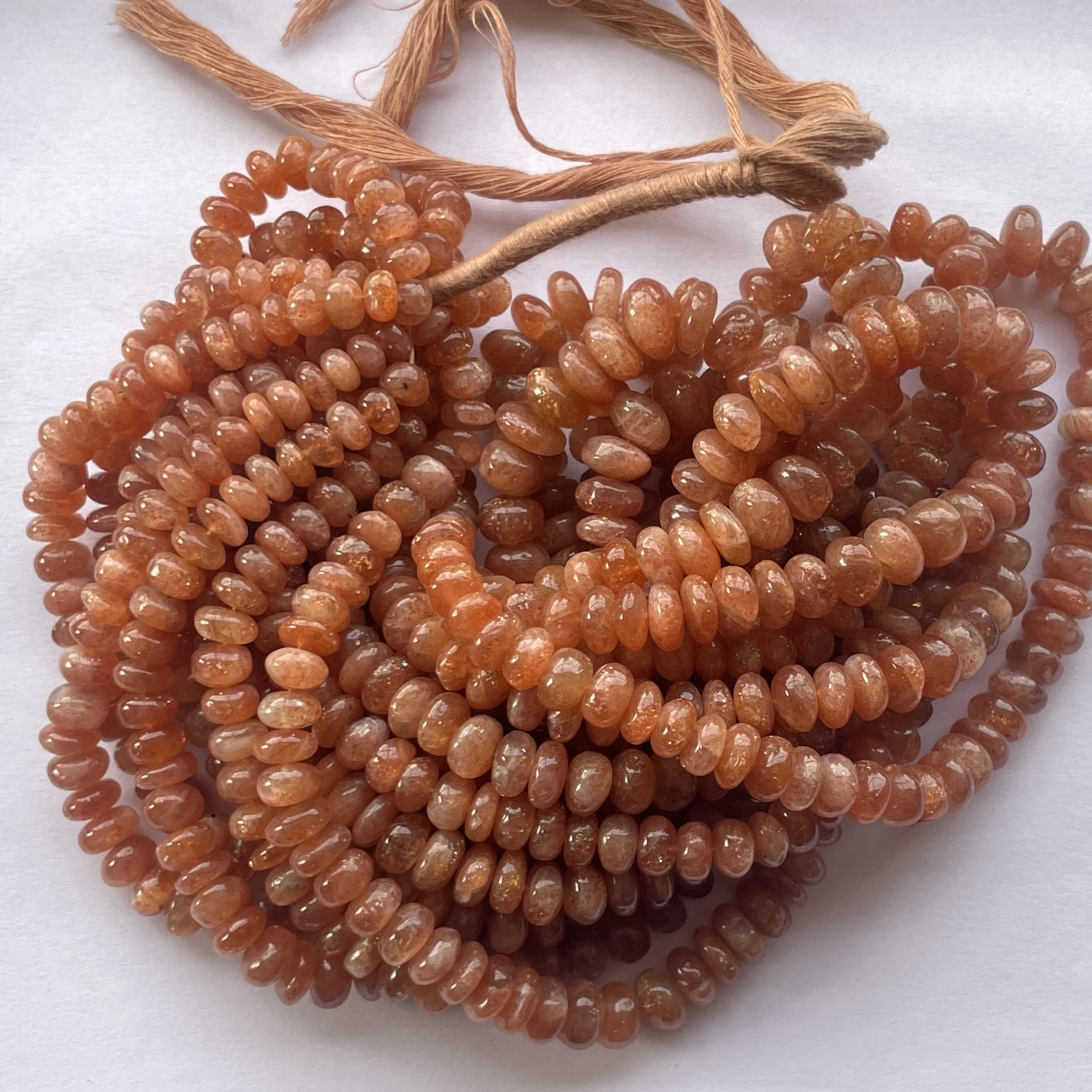 4mm 6mm 8mm 10mm Natural Sunstone Stone Smooth Rondelle Gemstone Beads Strands Best Wholesale Factory Price Direct Dealer Real