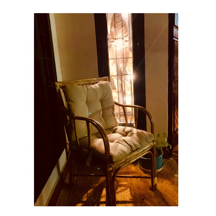 Best selling Natural Wicker Chair with a canvas cushion seat and a back rest for outdoor furniture rattan chair Cane & Bamboo