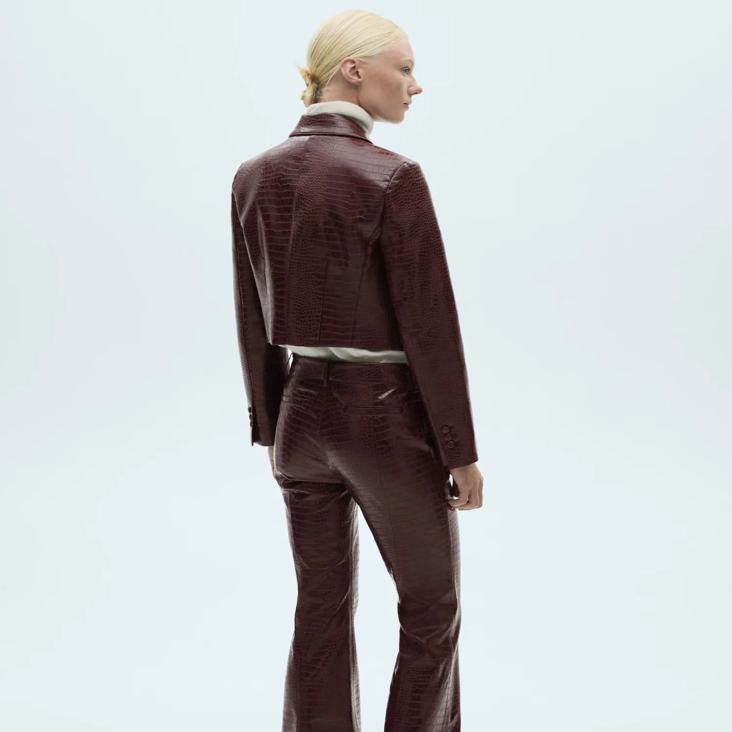 2024 New Fashion Spring Autumn Women Lady Varsity Jacket Slim Fit Pure Color Thin Suit Large Standing Collar Leather Jacket