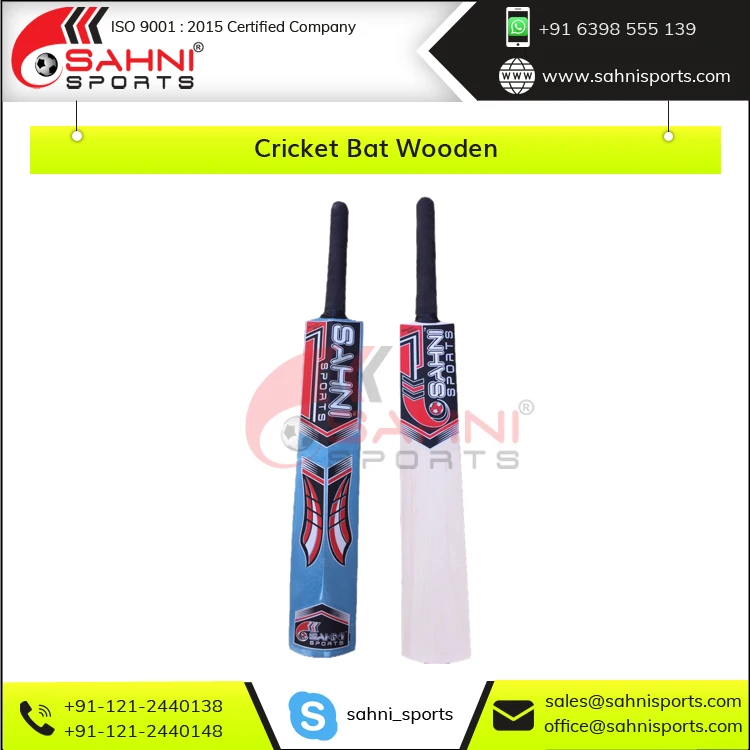 Top Quality Poplar Willow Made Well Crafted and Shape Short Handle Wooden Cricket Bat for Tennis Ball, Wind Ball & Plastic Ball