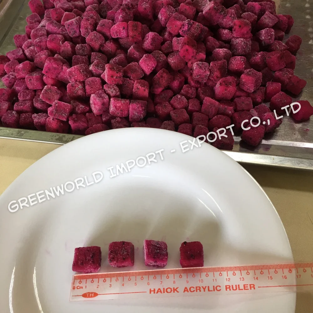 Organic Frozen Dragon Fruit High Quality IQF Pulp from Vietnam Whole and Diced Best Price This Month in Carton Packaging