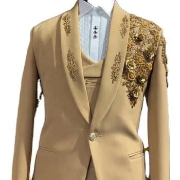 Beige Designer Hand Embroidered Tuxedo Traditional Groom Jodhpuri Jacket Wedding Jodhpuri Indian Jacket Mens Suit Zari Wo