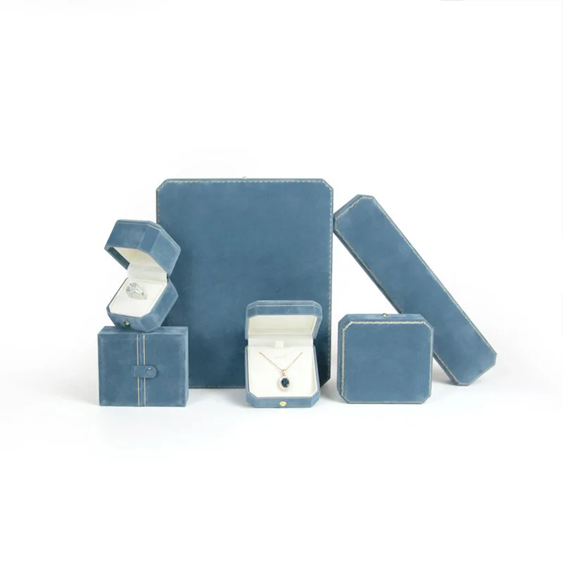 Annaigee Custom Octagon Velvet Jewelry Box Packaging Ring Pendant Bracelet Jewellery Box