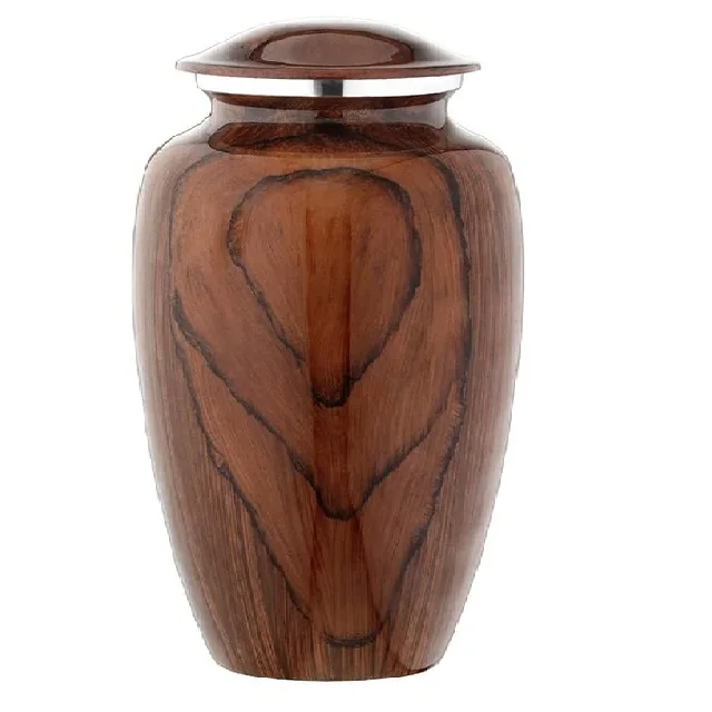 Wholesale Wood Grain Finish Cremation Urn Human Ashes Adult Memorial jar Burial Funeral Cremation vase male and female ashes pot