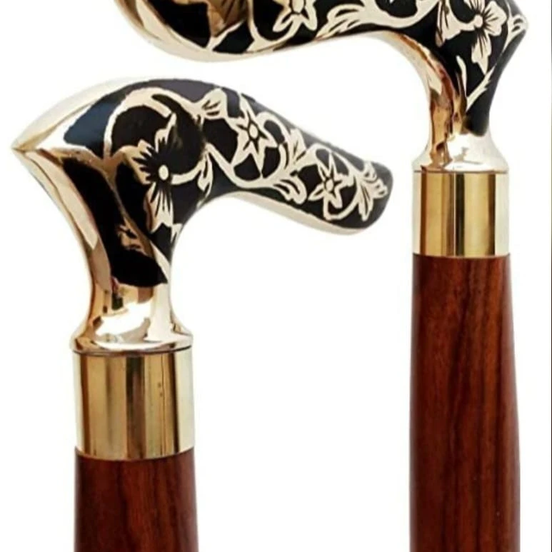 brass Handle Wooden Camping & Hiking Walking Sticks brass antique nautical design nautical shape handle walking stick good grip