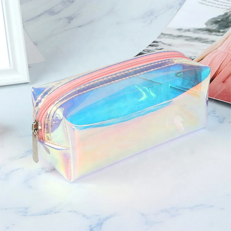 Laser Tpu Waterproof Toiletry Bags Pen Bag Holographic Makeup Cosmetic Bag