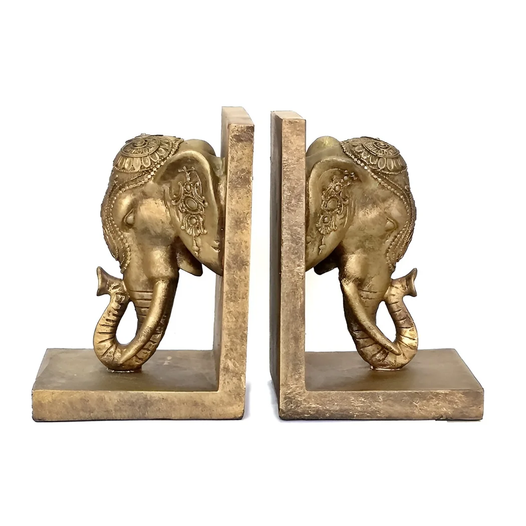 Casting Design Aluminum Deer Golden Head and Black Base Bookend for Magazine Holder Book Stand Animals Bookends
