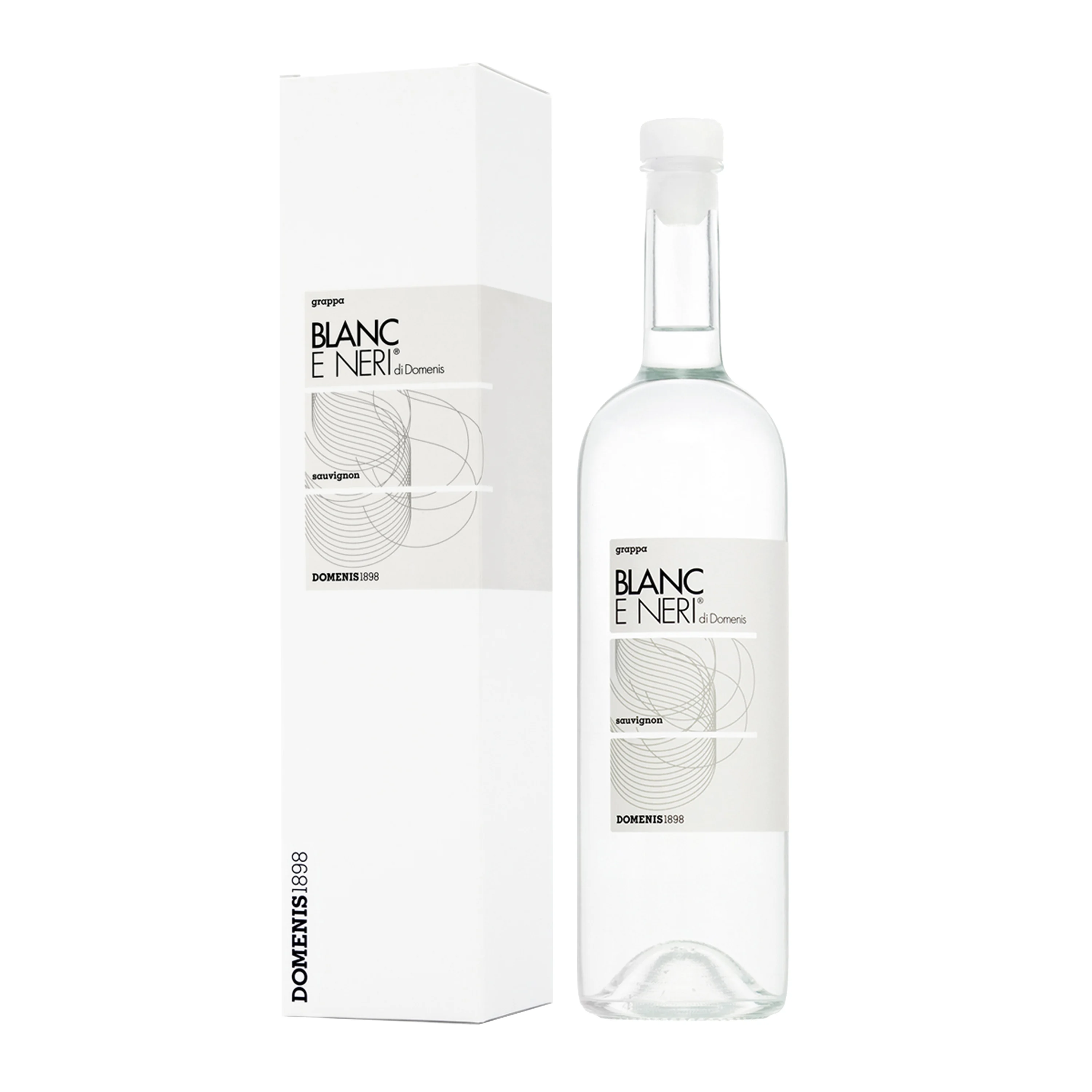 Exclusive Italian single varietal Grappa with moderate alcohol content Blanc e Neri Sauvignon 70cl