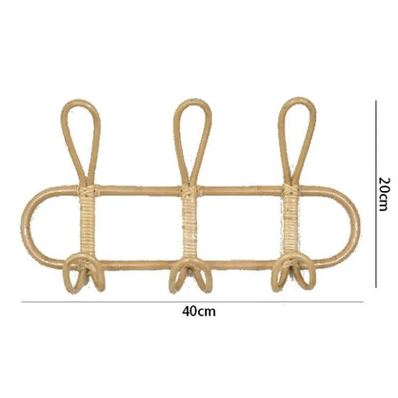 Vietnamese handmade Rattan Wall Hooks Kids Garments Organizer Rack Clothes Hat Hanging Hook Wholesales From Viet Nam