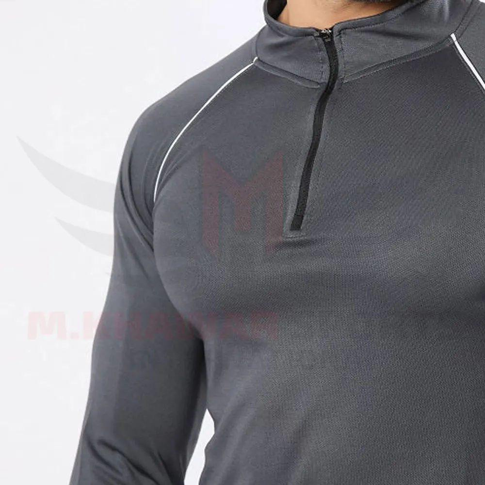 OEM Service Custom logo regular long sleeve Gym shirts high quality Gray color gym fitness shirts for Men t shirt
