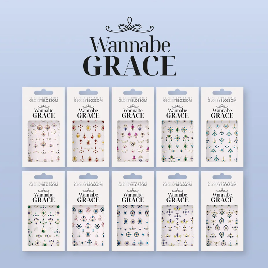 Wannabe Grace #45561 Morocco Turquoise Luxury nail stickers t cubic nails 3d emboss jewel design Multi Size Korea oem odm