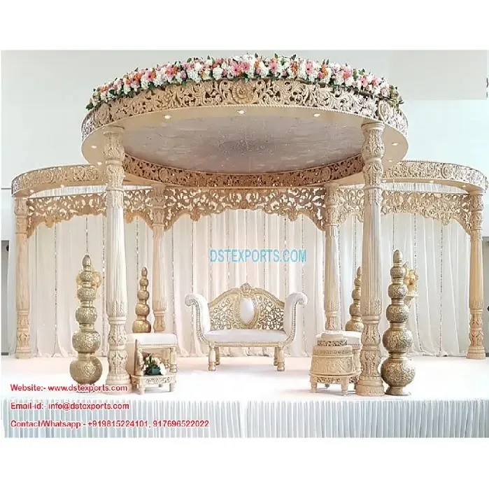 Fabulous Wedding Wooden Look FRP Mandap Traditional Indian Style Wedding Mandap Decor Hindu Wedding Wooden Look FRP Mandap
