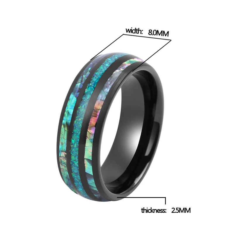 ring Tungsten Manufacturer Custom man colored shells inlay Wood Opal anillos hombre fine Jewellery Tungsten carbide ring for men