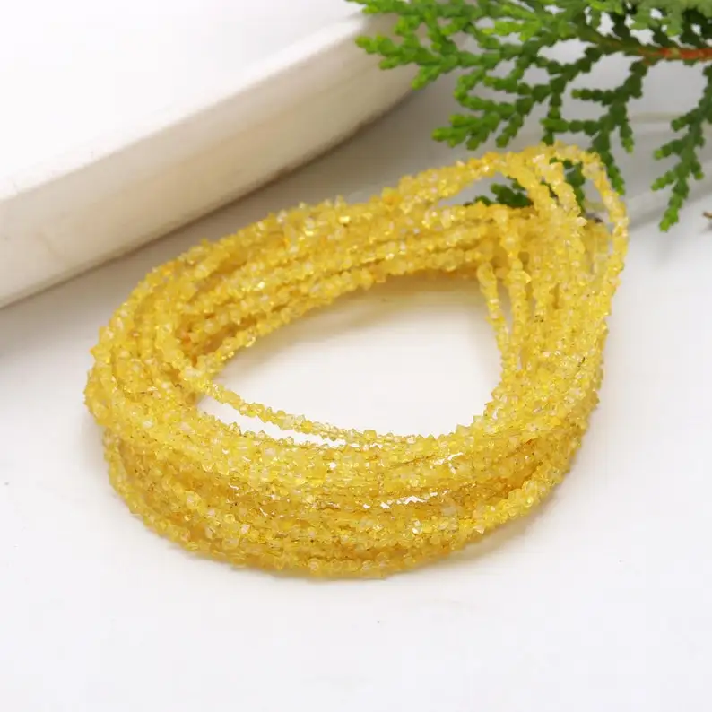 Natural Yellow Herkimer Diamond Quartz Chips Shape Gemstone Beads Strands String 2-3mm Loose Beads Lot for Jewelry Making