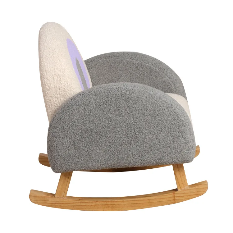 modern premium foldable teddy velvet single sofa rocking chair armchair for children rest bedroom preschool