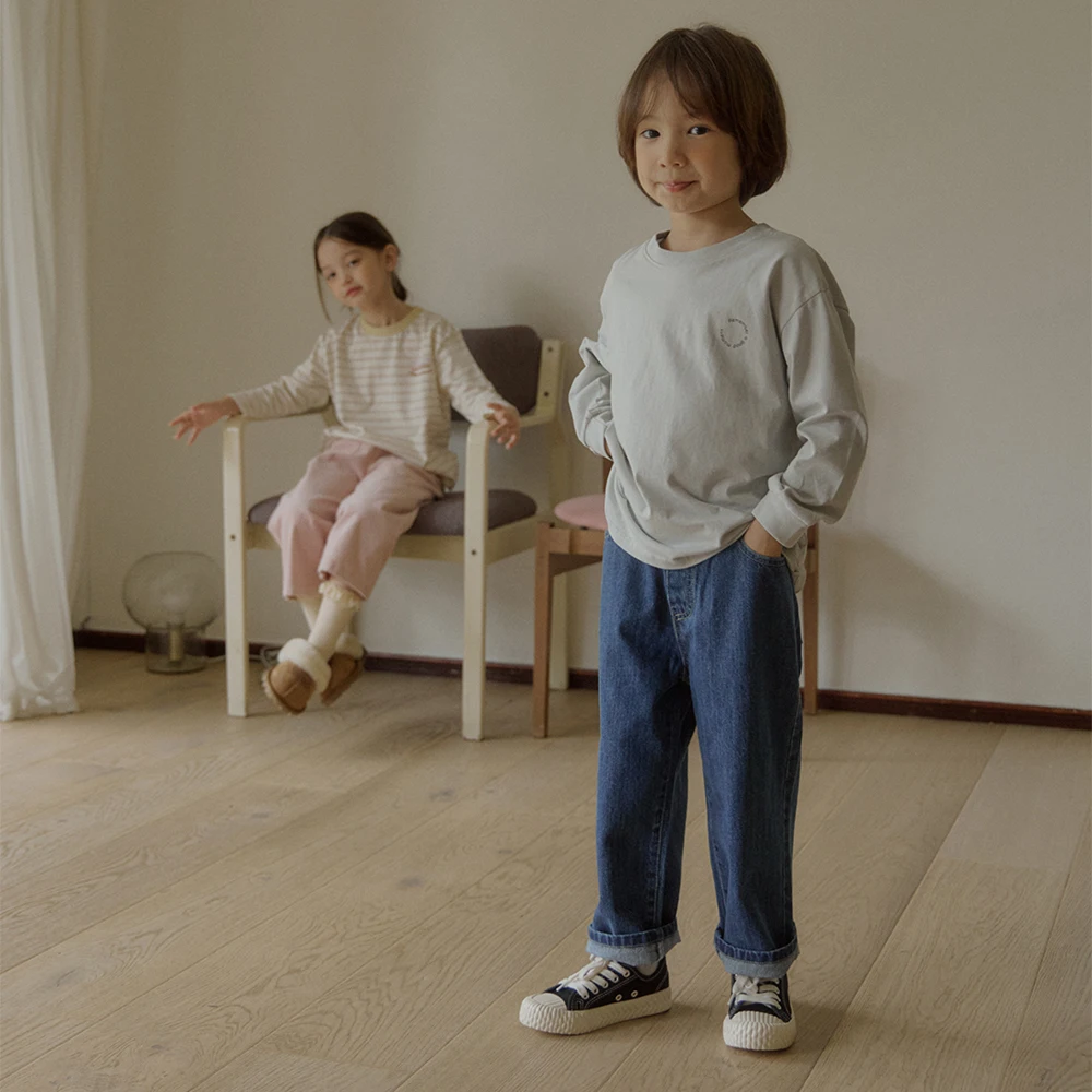 DE MARVI Kids Toddler Cotton Denim Straight fit denim pants Autumn Boys Girls Trousers Wholesale Korean Manufacturer MADE IN KOR