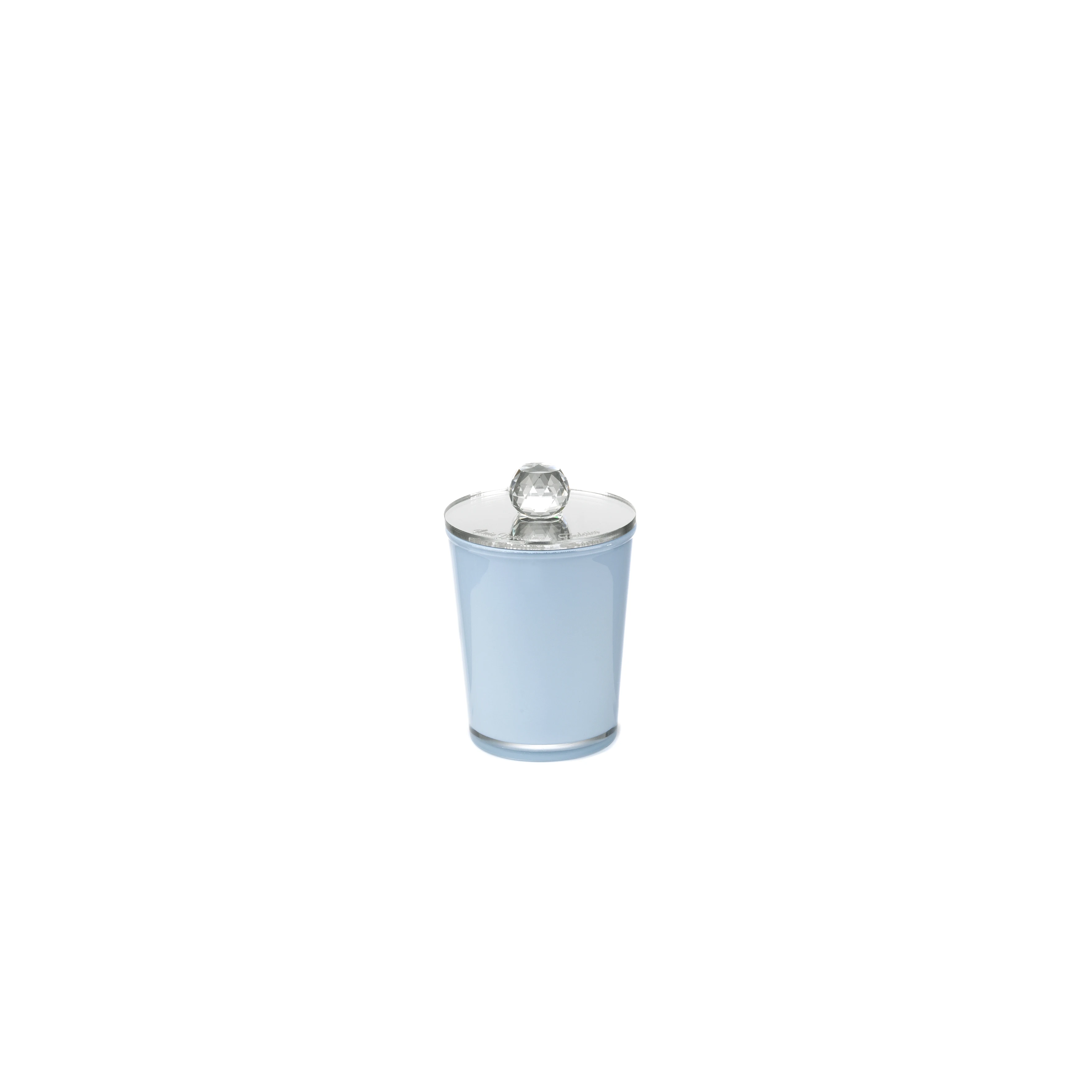 CANDLE IN COLOURED GLASS WITH PERSONALIZED LID IN PLEXIGLASS GOLD OR SILVER