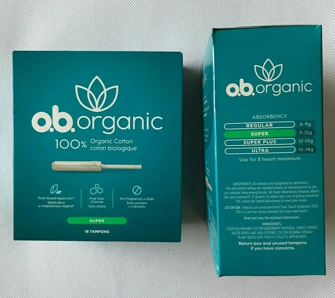Best o.b-Organic Tampons with New Plant-Based Applicator*, 100% Organic Cotton, Regular, 18 Count