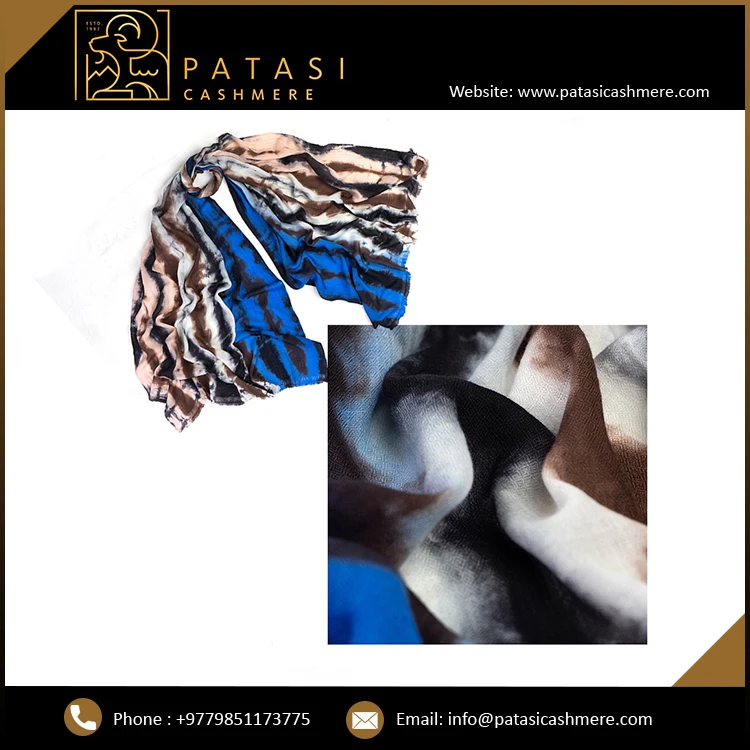 New Collection Tie Dye Merino Scarves Lightweight Ethnic Long Plain Style Cashmere Material for Winter at a Good Price