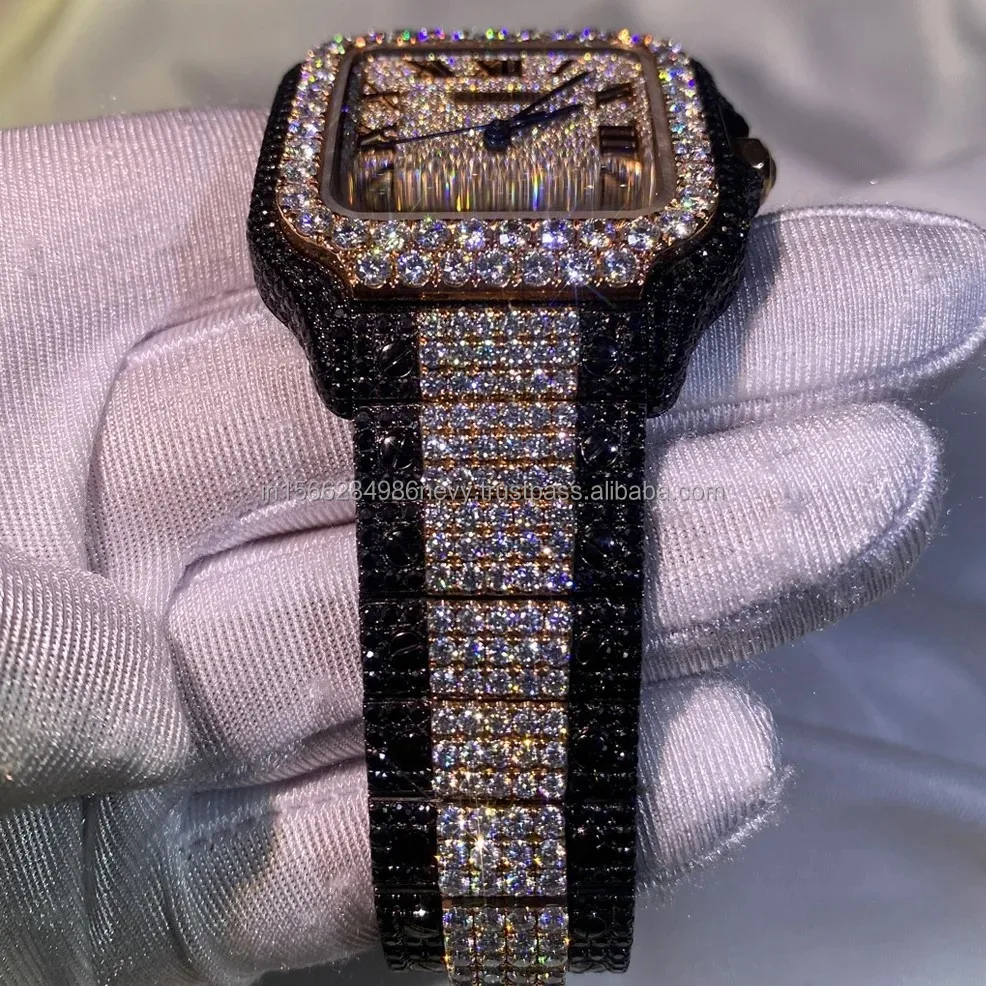 Antique And High Quality  2023 Luxury Trending  Customized Automatic  Trending Stainless Steel Moissanite Diamond Mens Watch