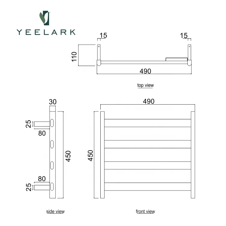 Bathroom black and white intelligent digital display temperature adjustable drying heating electric towel rack