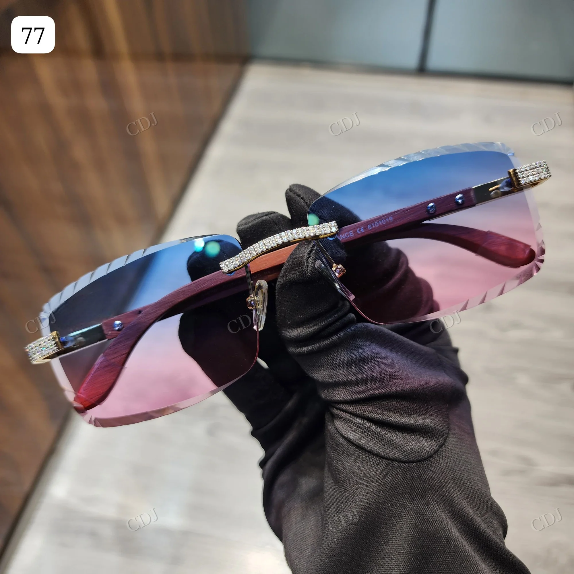 Designer Square Frame Sunglasses 2 or 3 Row Diamond Set Glasses VVS Moissanite Stainless Steel Gradient Color Glasses for Unisex