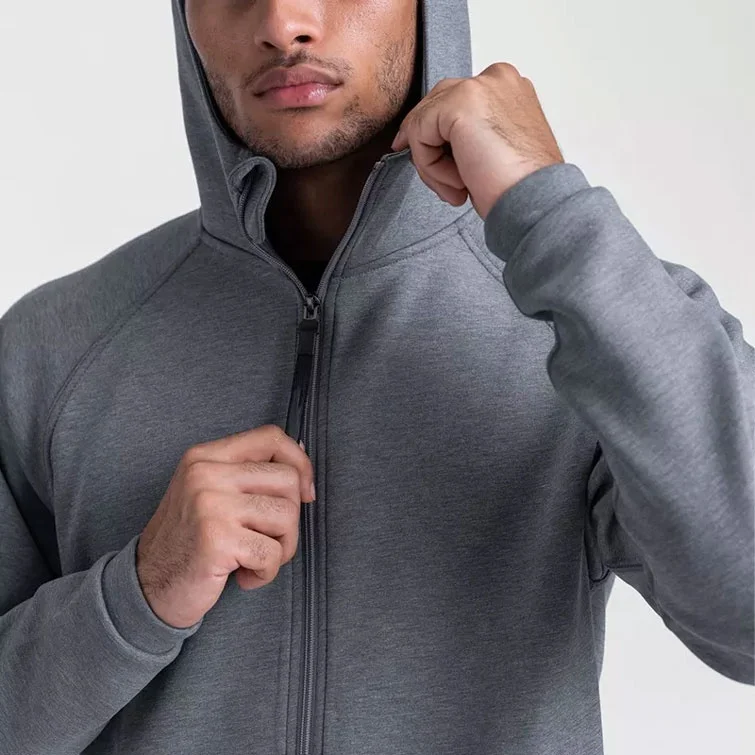 custom embroidery chest logo slim fit running workout raglan sleeve full zip hoodies jacket men