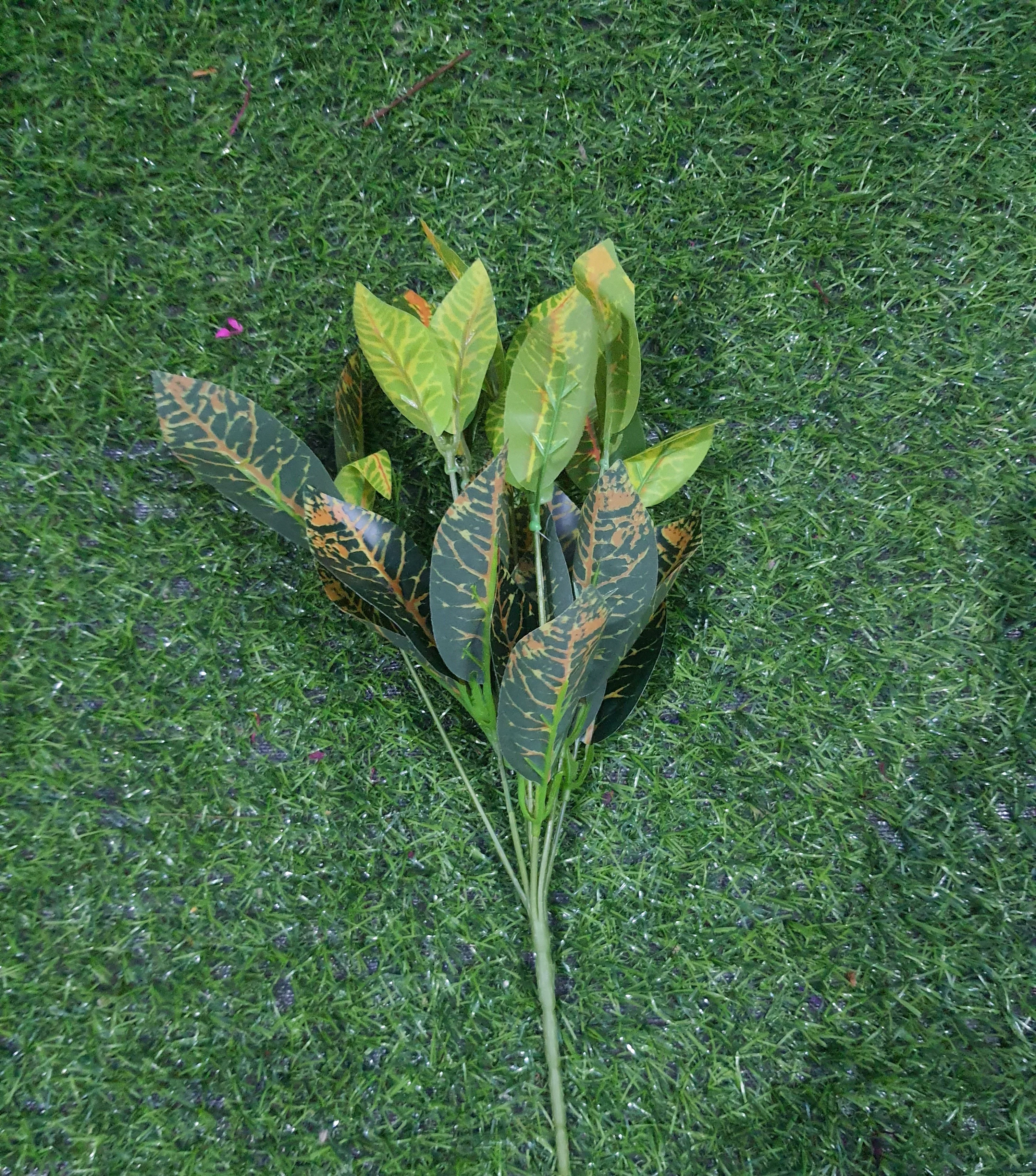 Artificial silk Codiaeum variegatum leaves Croton Plant for Living Room, Office Decoration & Study Table