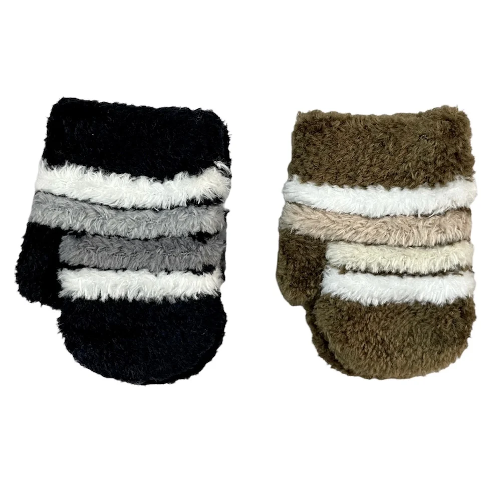 Soft feather yarn and super stretchy knit baby mittens