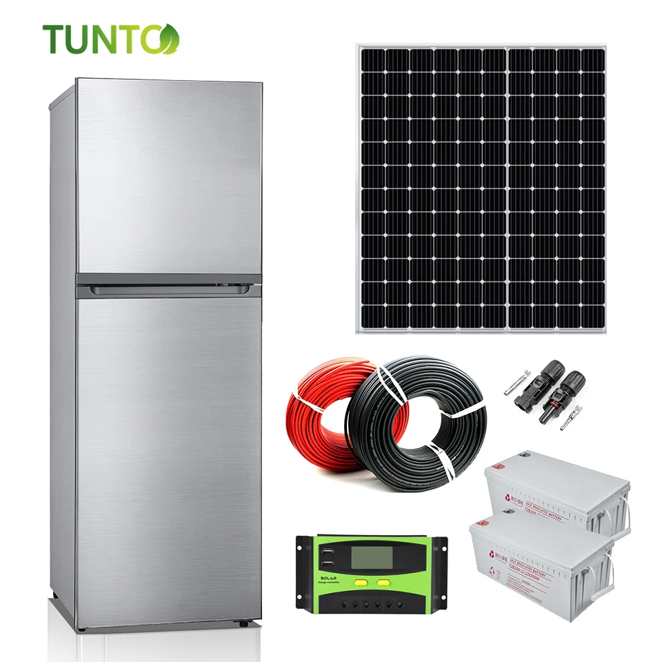 145L Solar Refrigerator 12/24VDC Village, Camp, Africa, DC Compressor Refrigeration with solar panel System