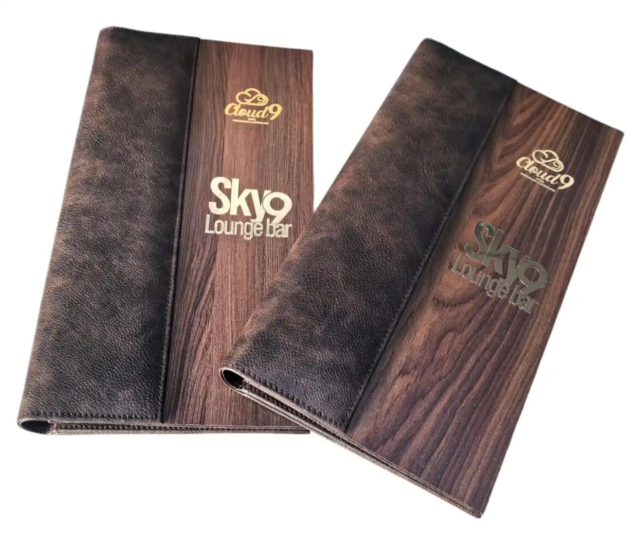 Custom Logo Gold Foil Printed Premium Faux Leather Menu Book Cover PU Leather Menu Holder and Bill Folder for Hotels