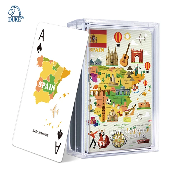 High Quality Personalized Spain Landmark Map Printing  Poker Plastic Playing Cards